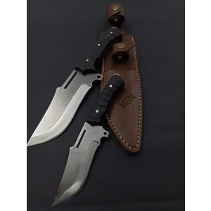 El Yapımı Kişiselleştirilebilir 2 Li Kamp Bıçağı Kompakt Kabze Paslanmaz Bıçak Deri Kılıflı