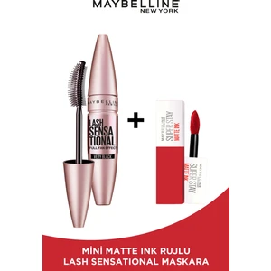 Maybelline New York Lash Sensational Yelpaze Etkili Siyah Maskara - Mini Matte Ink 20 Pioneer Hediyeli