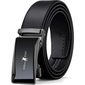 William Polo Deluxe Lüks Hakiki Deri Italyan Siyah Erkek Kemer