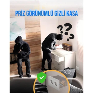Priz Görünümlü Çekmeceli Kilitli Gizli Kasa Gizli Kasa Para Saklama Kasası Duvar Gömmeli Gizli Kasa