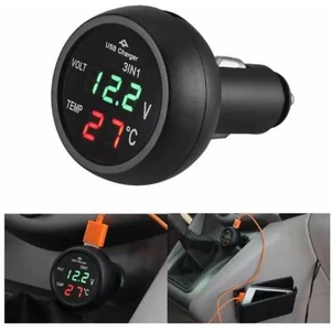 Araç Voltmetre Termometre Usb3 In 1