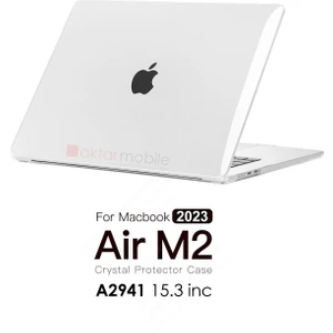 MacBook Air 15 M2 2023 A2941 15.3" Uyumlu Kılıf Koruyucu Kapak Parlak Şeffaf Tasarım Hava Kanallı