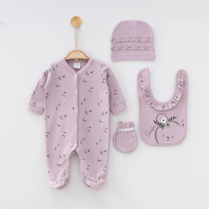Wera Baby Çiçek Desenli 4'lü Kız Tulum