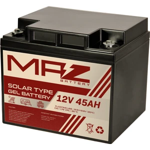 Maz Akü 12 Volt 45 Amper (Ah) Solar Jel VRLA Akü (Yeni Üretim)