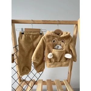 Kışlık Peluş Welsoft Cepli Kapüşonlu Bebek Takımı