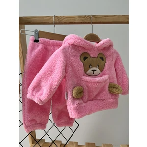 Kışlık Peluş Welsoft Cepli Kapüşonlu Bebek Takımı