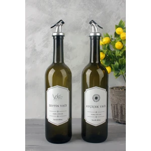 Amber Renk 2'li Zeytinyağı & Ayçiçek Yağı Şişesi Cam 750 ml