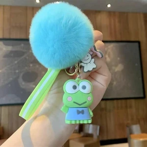 Piraye Gift Sevimli Kurbağa Pon Ponlu Silikon Anahtarlık