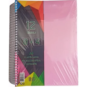 8+4 Ayraçlı Defter 12 Konulu 300 Yaprak 1 Adet 8 Kareli 4 Çizgili Spralli Plastik Kapak Seperatörlü