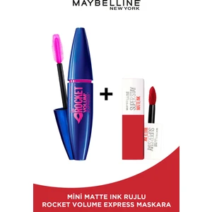 Maybelline New York Volum Express Rocket Ekstra Siyah Maskara - Mini Matte Ink 20 Pioneer Hediyeli