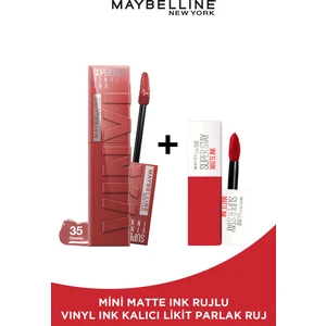 Maybelline New York Super Stay Vinyl Ink Uzun Süre Kalıcı Likit Parlak Ruj 35 Cheeky Mini Matte Ink 20 Pioneer Hediyeli