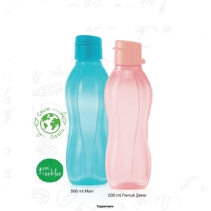 Eco Şişe Suluk 500 ml 2 Li Kolay Kapak Turkuaz & Pembe