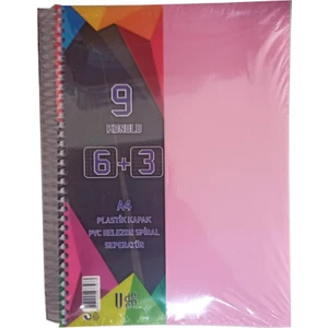 6+3 Ayraçlı Defter 9 Konulu 225 Yaprak 1 Adet 6 Kareli 3 Çizgili Spralli Plastik Kapak Seperatörlü