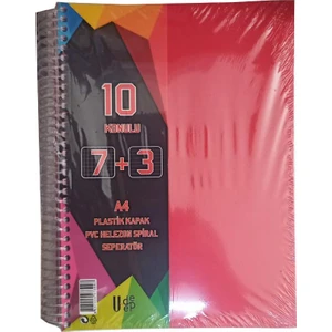 6+3 Ayraçlı Defter 9 Konulu 225 Yaprak 1 Adet 6 Kareli 3 Çizgili Spralli Plastik Kapak Seperatörlü