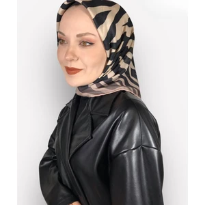 Soft Pamuk Siyah Zebra Desen Kadın Eşarp