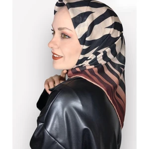 Soft Pamuk Siyah Zebra Desen Kadın Eşarp