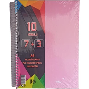 7+3 Ayraçlı Defter 10 Konulu 300 Yaprak 1 Adet 7 Kareli 3 Çizgili Spralli Plastik Kapak Seperatörlü