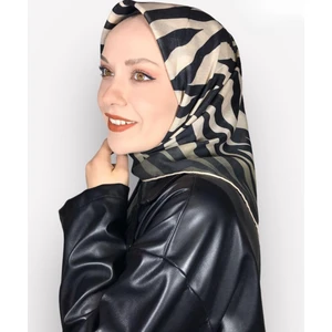 Soft Pamuk Siyah Zebra Desen Kadın Eşarp