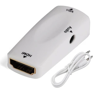 HDMI To VGA Çevirici Kablo 1080P HDMI Dişi - VGA Dişi Ses Destekli Dönüştürücü - Beyaz