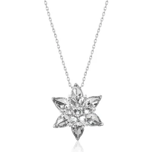 Aya Diamond Gümüş Beyaz Lotus Çiçeği Bayan Kolye