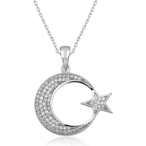 Aya Diamond Gümüş Ay Yıldız Bayan Kolye