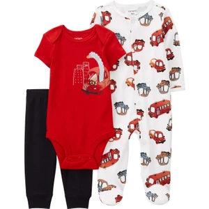 Erkek Bebek Tulumlu Set Kırmızı