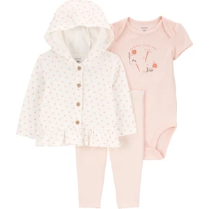 Kız Bebek 3'lü Hırkalı Set Pembe