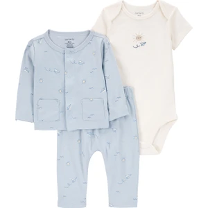 Erkek Bebek 3'lü Hırkalı Set Mavi