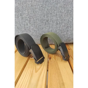 Metal Tokalı Taktik Bez(Kolon) Kemer Siyah ve Haki Renk 2 Adet