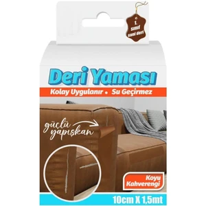Deri Yaması Kendinden Yapışkanlı Kolay Uygulanır Su Geçirmez 10 cm x 1,5 Metre-Koyu Kahve