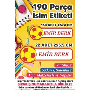 Kt Grup Okul Etiketi Kalem Defter Etiketi Sarı-Kırmızı Özel Isim Yazılabilen Etiket - 200 Adet