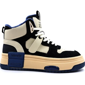 Bilekli Siyah Bej Kadın Sneaker Spor Ayakkabı G23K358