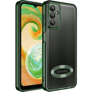 Samsung Galaxy A54 Kapak Yanları Renkli Lens Korumalı Logo Gösteren Şeffaf Luxury Silikon Kılıf - Yeşil
