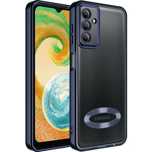 Caseart Samsung Galaxy A54 Kapak Yanları Renkli Lens Korumalı Logo Gösteren Şeffaf Luxury Silikon Kılıf - Lacivert