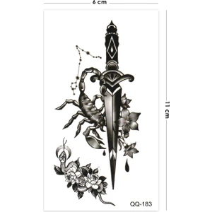 BP Tattoo Kılıç Yılan ve Akrep Figürlü Unisex Geçici Dövme