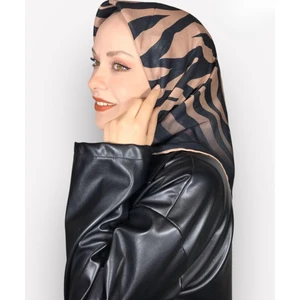 Soft Pamuk Siyah Zebra Desen Kadın Eşarp
