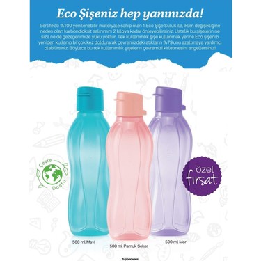 Tupperware Eco Şişe Suluk 500 ml 3 Lü Kolay Kapak Fiyatı