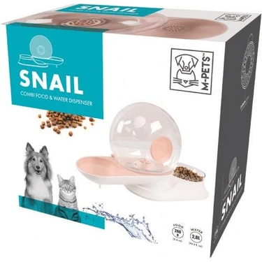 60501699 M-Pets Snaıl Hazneli Su ve Mama Kabı Pink