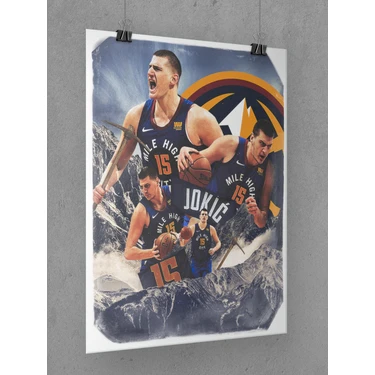 Saturndesign Nikola Jokic Poster 45X60CM Nba Denver Nuggets Afiş - Kalın Poster Kağıdı Dijital