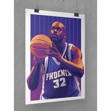 Saturndesign Shaquille O'neal Poster 45X60CM Nba Phoenix Suns Afiş - Kalın Poster Kağıdı Dijital