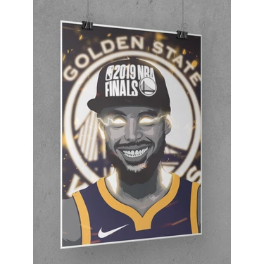 Saturndesign Stephen Curry Poster 45X60CM Nba Golden State Warriors Afiş - Kalın Poster Kağıdı