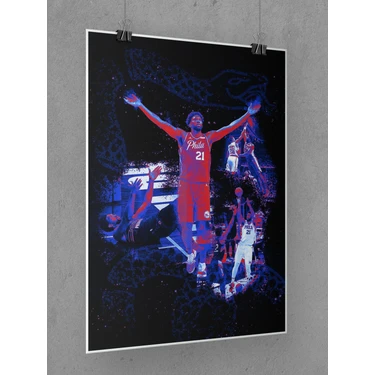 Saturndesign Joel Embiid Poster 45X60CM Nba Basketbol Afiş - Kalın Poster Kağıdı Dijital