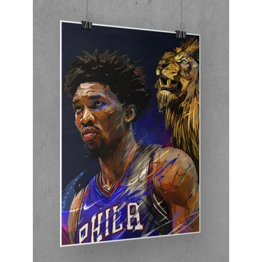 Saturndesign Joel Embiid Poster 45X60CM Nba Basketbol Afiş - Kalın Poster Kağıdı Dijital