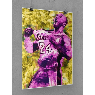 Saturndesign Kobe Bryant Poster 45X60CM Nba Basketbol Afiş - Kalın Poster Kağıdı Dijital