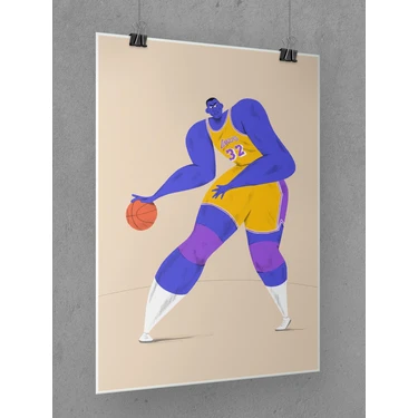 Saturndesign Magic Johnson Poster 45X60CM Nba Basketbol Afiş - Kalın Poster Kağıdı Dijital