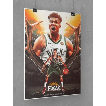 Saturndesign Giannis Antetokounmpo Poster 45X60CM Nba Basketbol Afiş - Kalın Poster Kağıdı Dijital