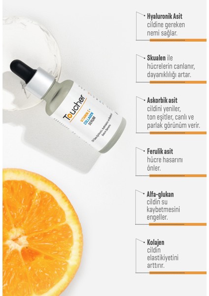 Vitamin C Serum, %2 L-Ascorbic Acid - Aydınlatıcı, Cilt Tonu Eşitleyici, Nemlendirici, Dayanıklılık Artırıcı Formül 30 ml