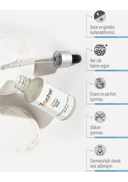 Vitamin C Serum, %2 L-Ascorbic Acid - Aydınlatıcı, Cilt Tonu Eşitleyici, Nemlendirici, Dayanıklılık Artırıcı Formül 30 ml