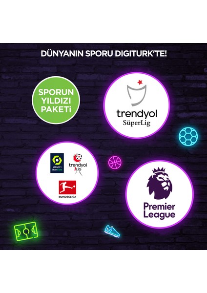 Digiturk  12 Aylık Sporun Yıldızı Paketi (Uydu Kurulumlu)