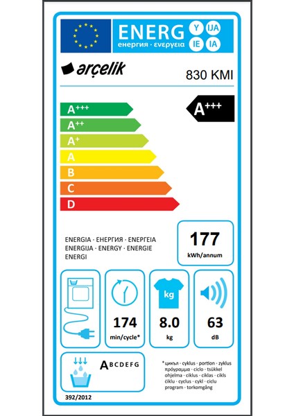 830 Kmı 8 kg A+++ Kurutma Makinesi